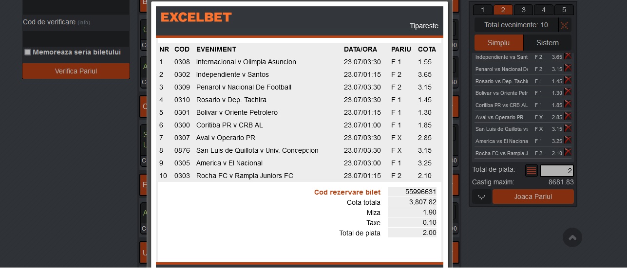 Cum se pariaza pe Excelbet la sporturi comune