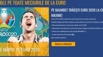 Baumbet iti dubleaza cotele la toate meciurile de la EURO2020