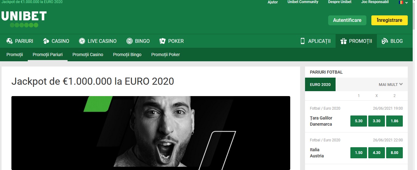 Unibet ofera cel mai mare jackpot la EURO2020