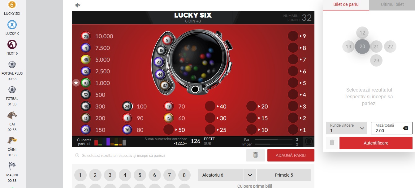 lucky six casa pariurilor strategie