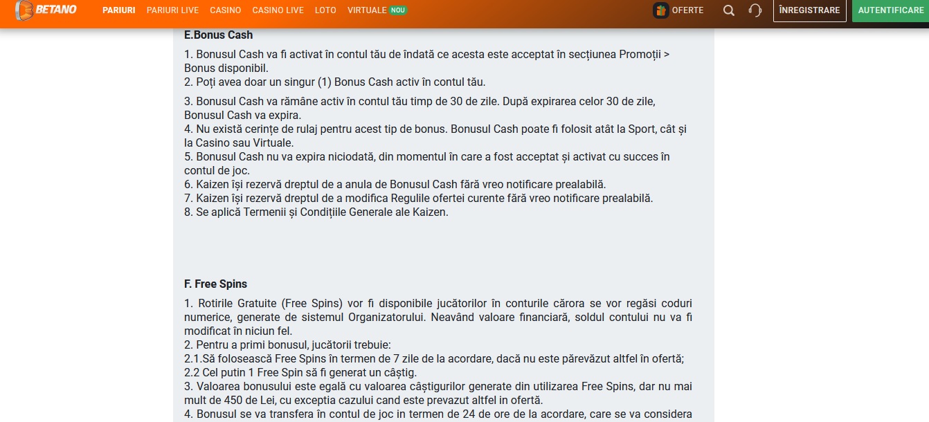 bonus betano depunere