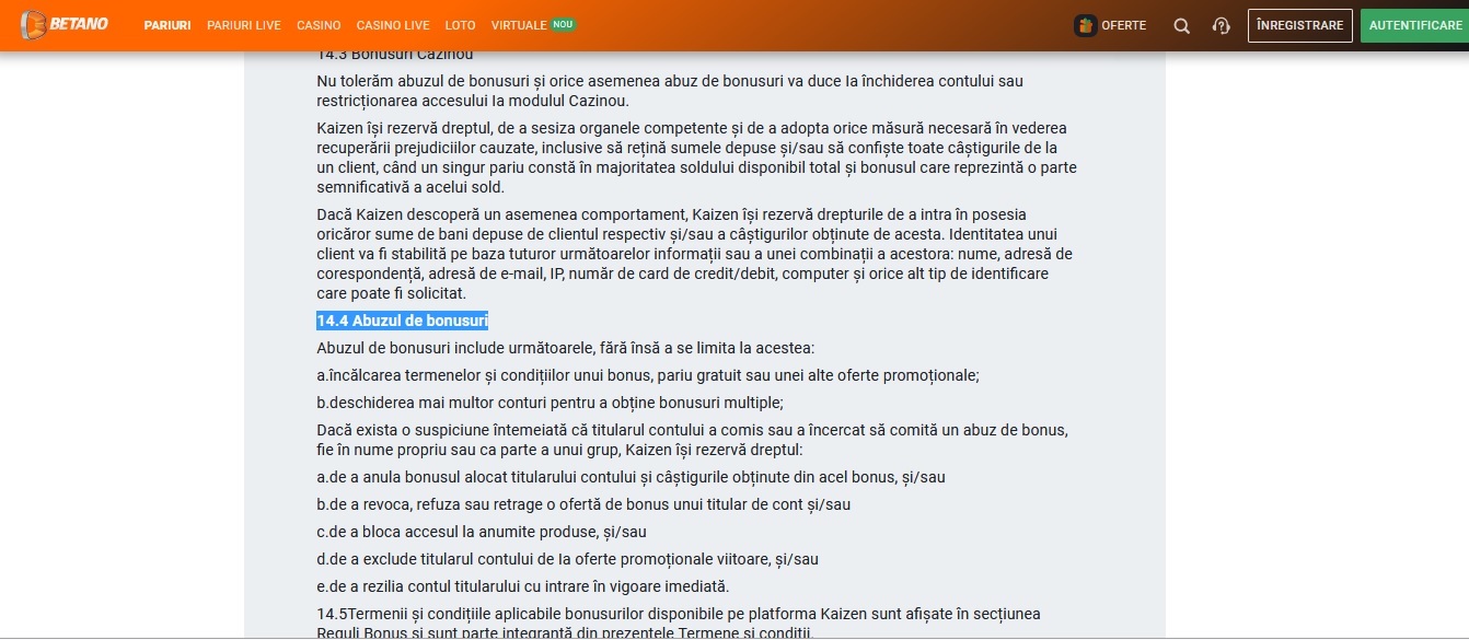 reguli bonus betano